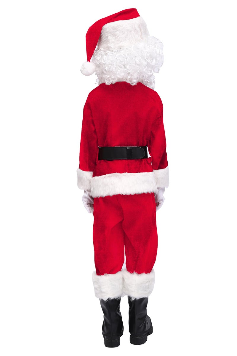 OVOV 11 Pcs Kids Santa Costume Deluxe Kids Santa Suit Toddler Santa Claus Costume for Halloween Cosplay - Image 3